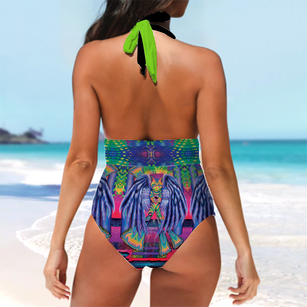 Winged Cat One Piece Swimsuit