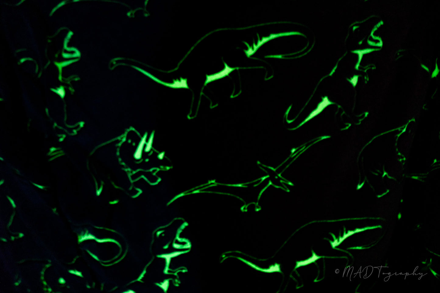 glow in the dark dinosaur fabric