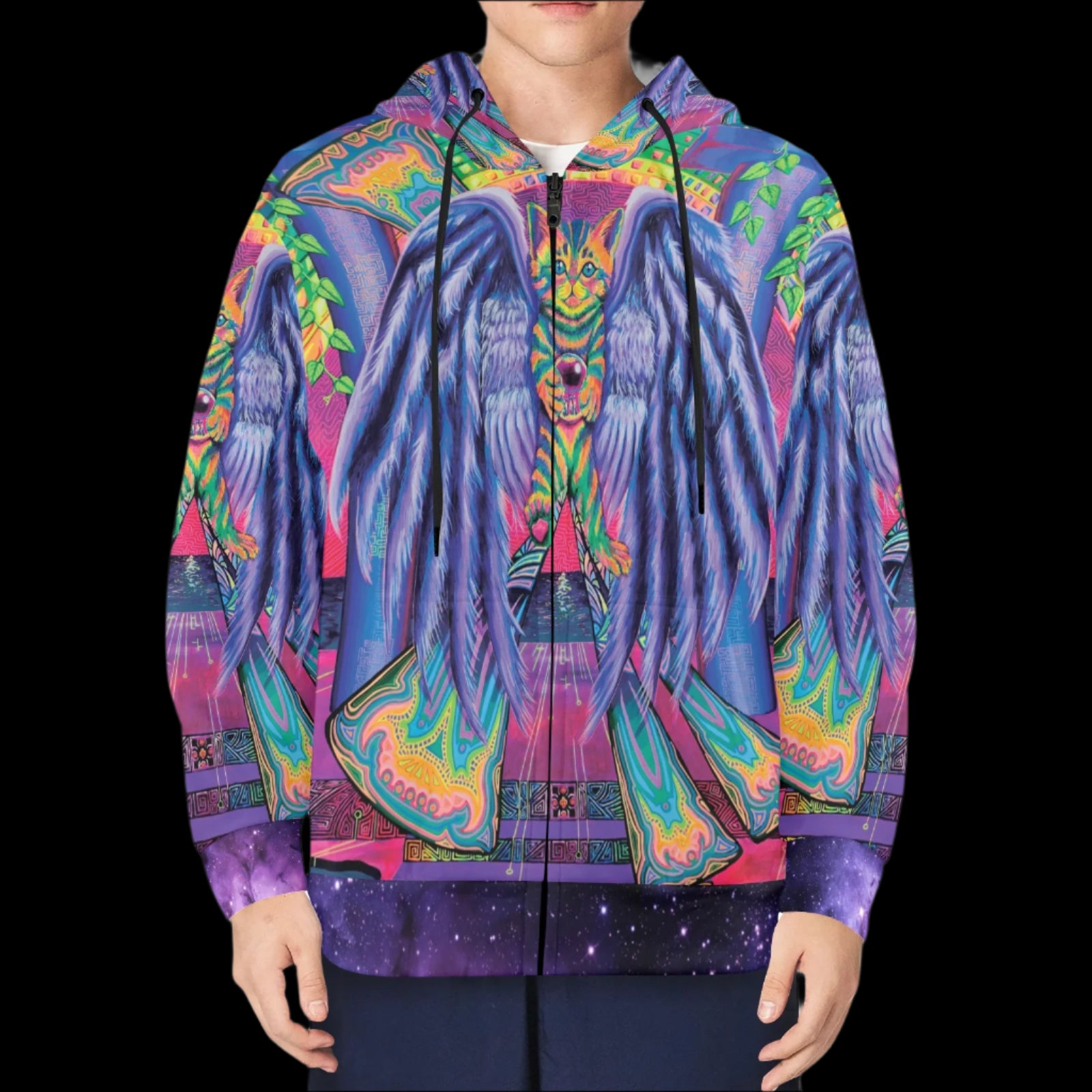 Cat Wings Fleece Full-Zip Hoodie