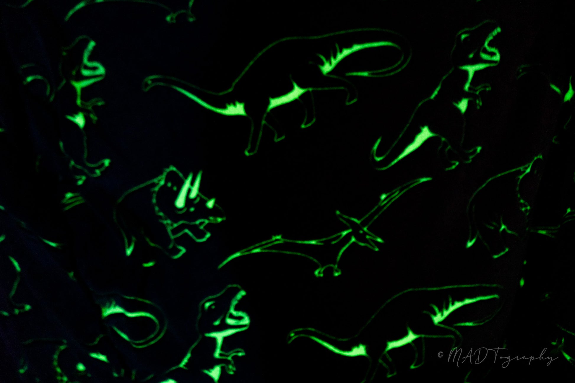 glow in the dark dinosaur fabric