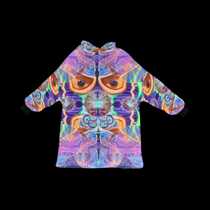 Colorful hoodie with abstract design on a black background