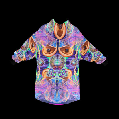 Colorful, abstract patterned shirt on a black background