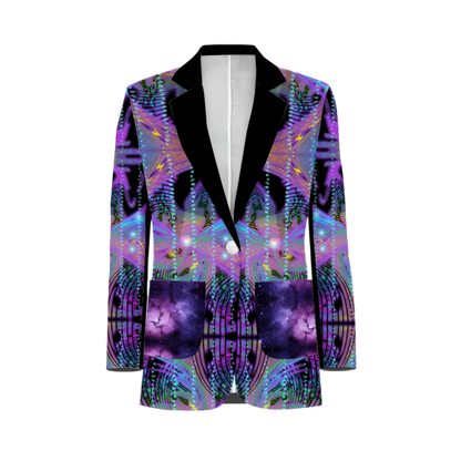 Colorful patterned blazer on a white background