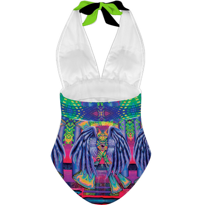 cat with wings swimsuit back