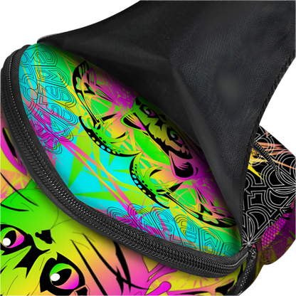 Colorful case with a tiger design on a black background