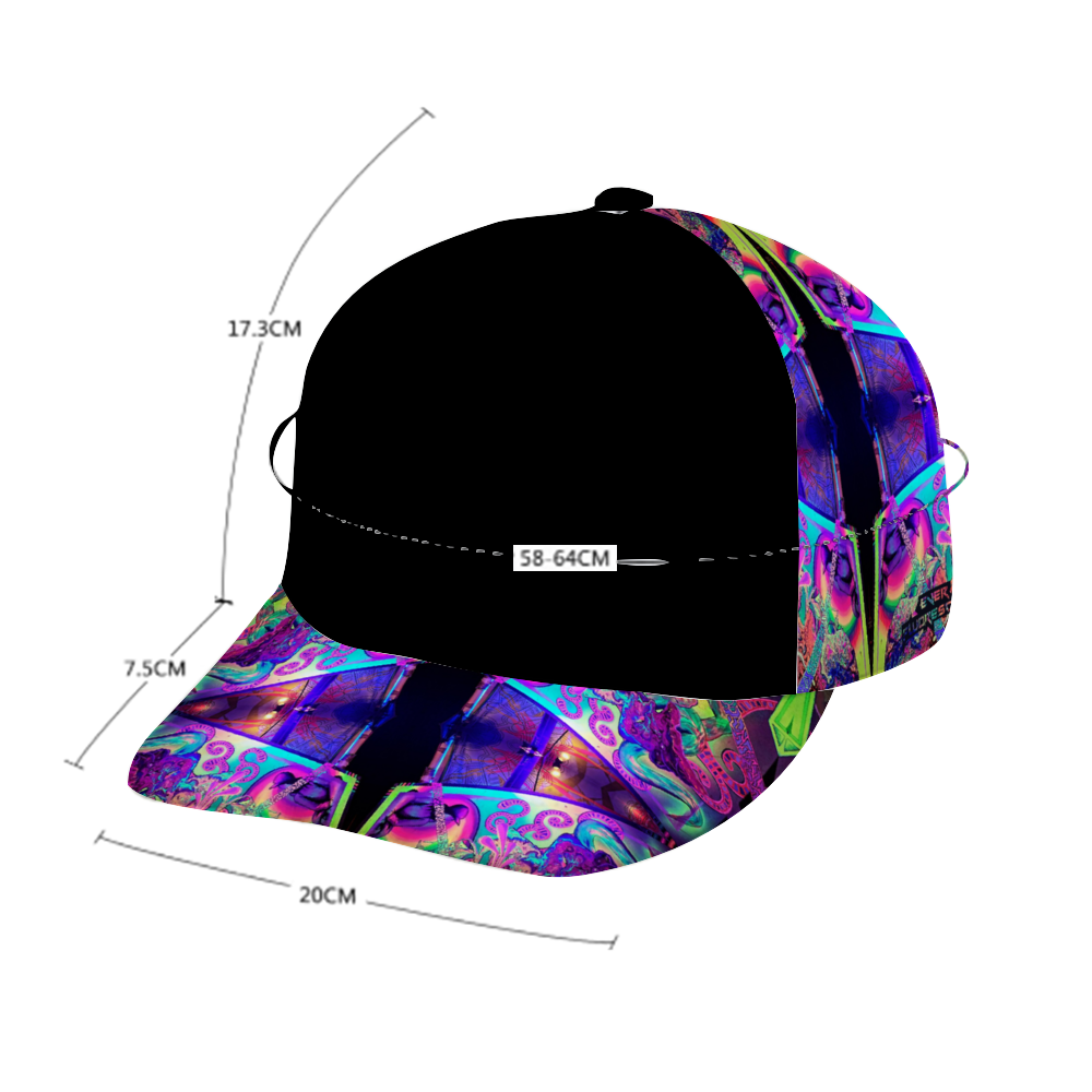 measurement diagram of psychedelic snapback hat