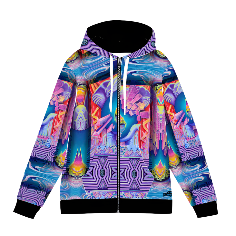 elephant zipper hoodie with abstract background 