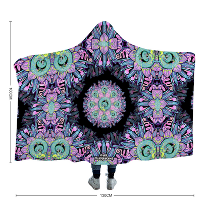 hooded pink and black mandala blanket