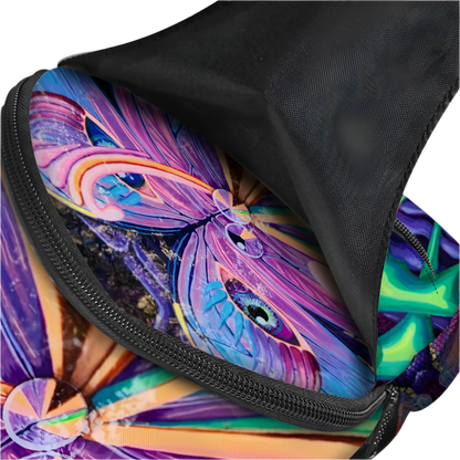 Colorful butterfly design on a black background